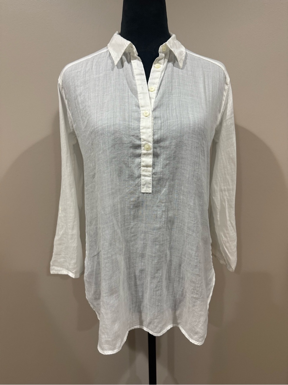 C&C California White Linen Popover Tunic Shirt Blouse